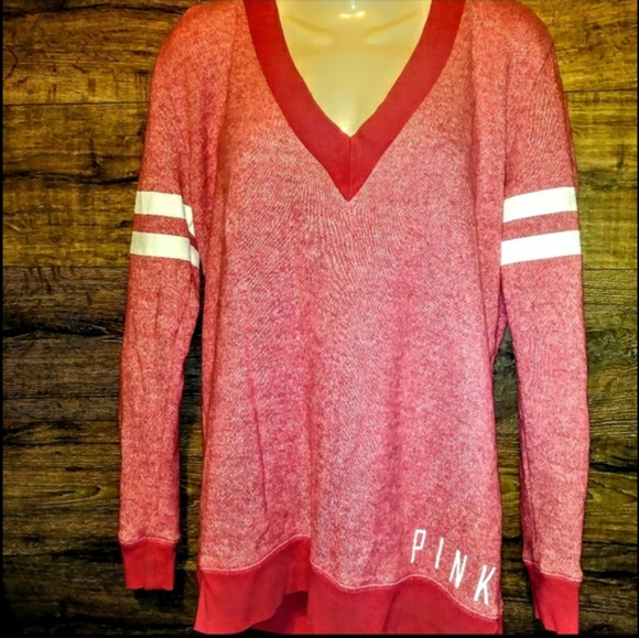 PINK Top Size S Varsity Letterman V Neck EUC - Picture 2 of 10